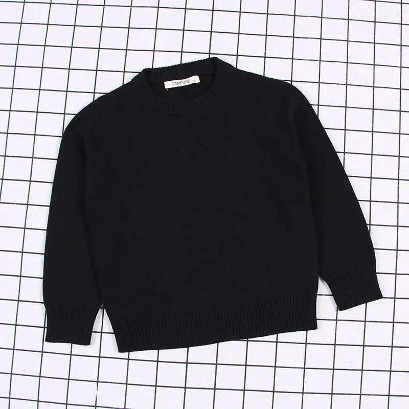 2024 Autumn Winter Baby Boys Girls Sweater Solid Color Thicken Children Knitted Clothes Kid Pullover Jumper Top Toddler Sweaters