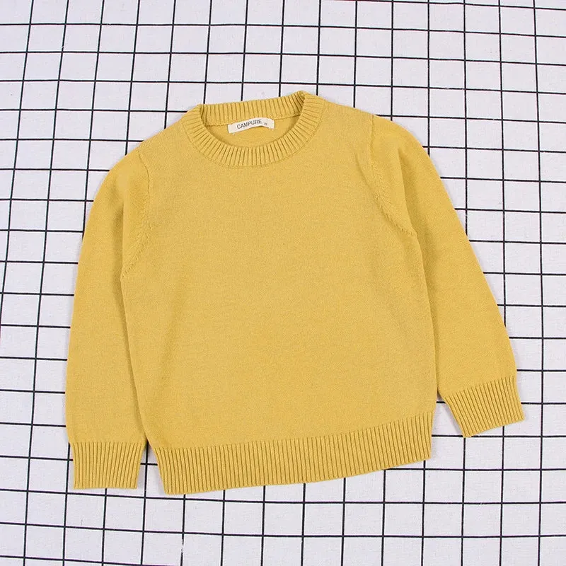 2024 Autumn Winter Baby Boys Girls Sweater Solid Color Thicken Children Knitted Clothes Kid Pullover Jumper Top Toddler Sweaters