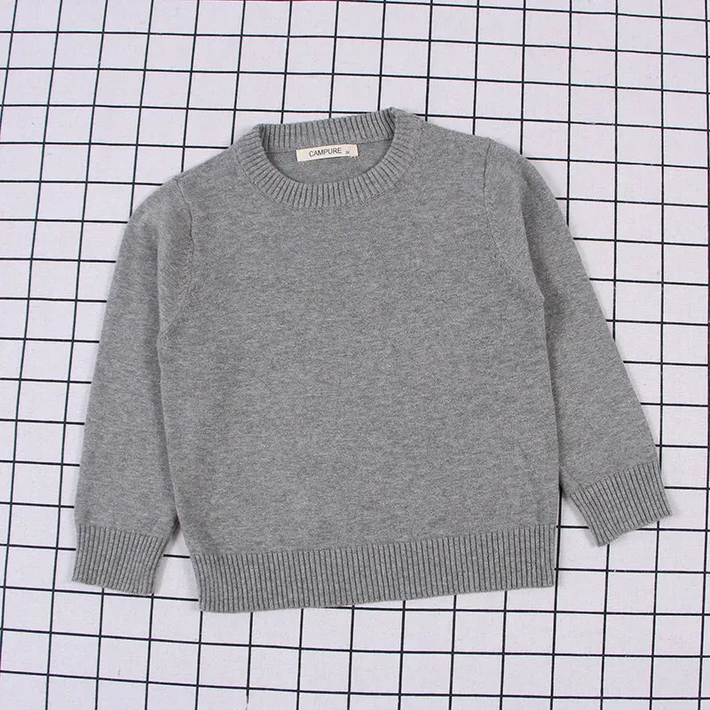 2024 Autumn Winter Baby Boys Girls Sweater Solid Color Thicken Children Knitted Clothes Kid Pullover Jumper Top Toddler Sweaters