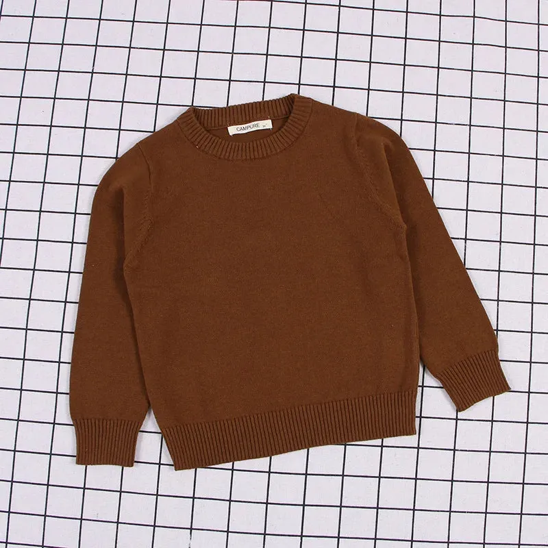 2024 Autumn Winter Baby Boys Girls Sweater Solid Color Thicken Children Knitted Clothes Kid Pullover Jumper Top Toddler Sweaters