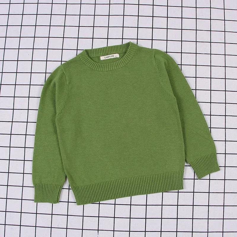 2024 Autumn Winter Baby Boys Girls Sweater Solid Color Thicken Children Knitted Clothes Kid Pullover Jumper Top Toddler Sweaters