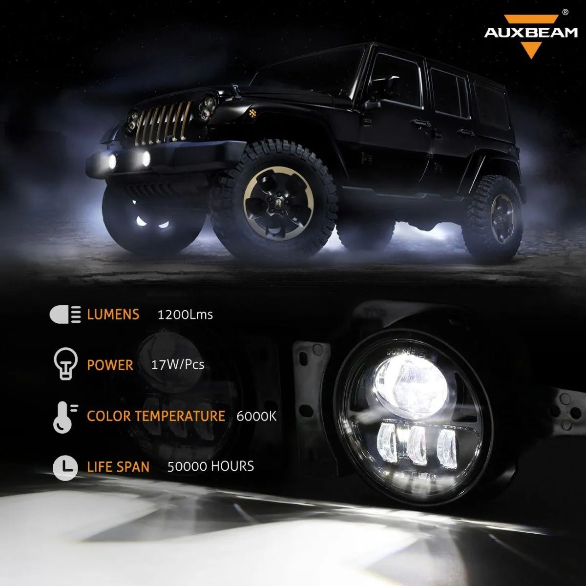 (2pcs/set) 30W 4 Inch LED Fog Lights with Adapter Ring & 2 Brackets for Jeep Wrangler JL JLU 2018 2019 2020 2021, Jeep Gladiator JT 2019 2020 2021