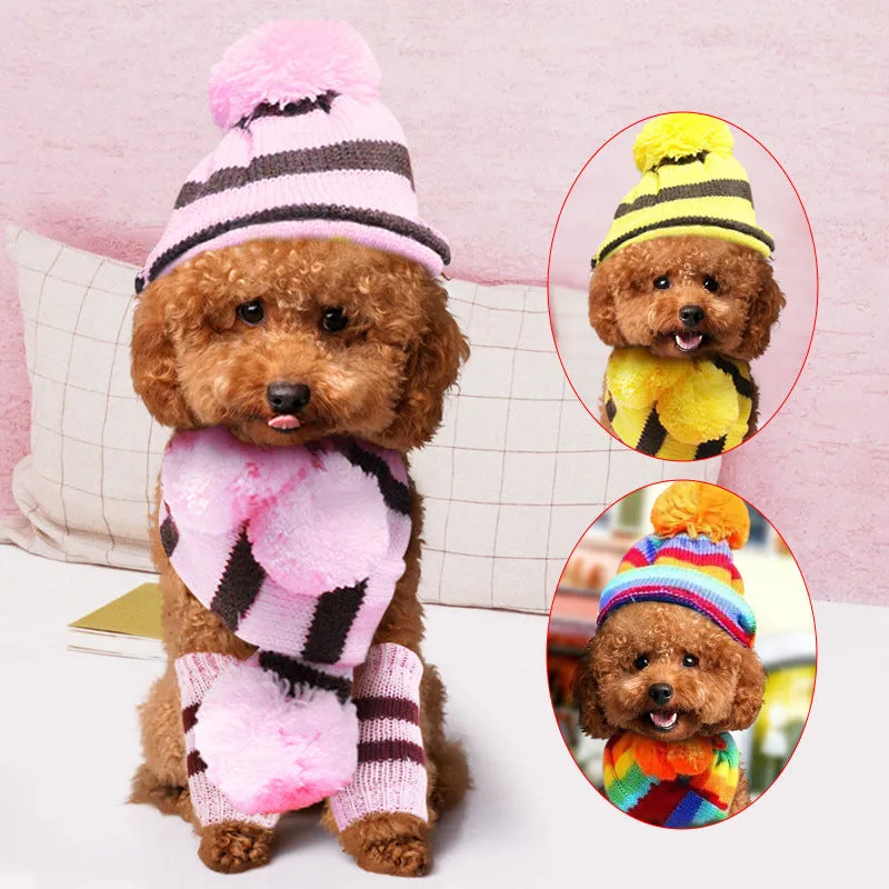 3 Set Hand-Woven Scarf Hat Footmuffs Accessories
