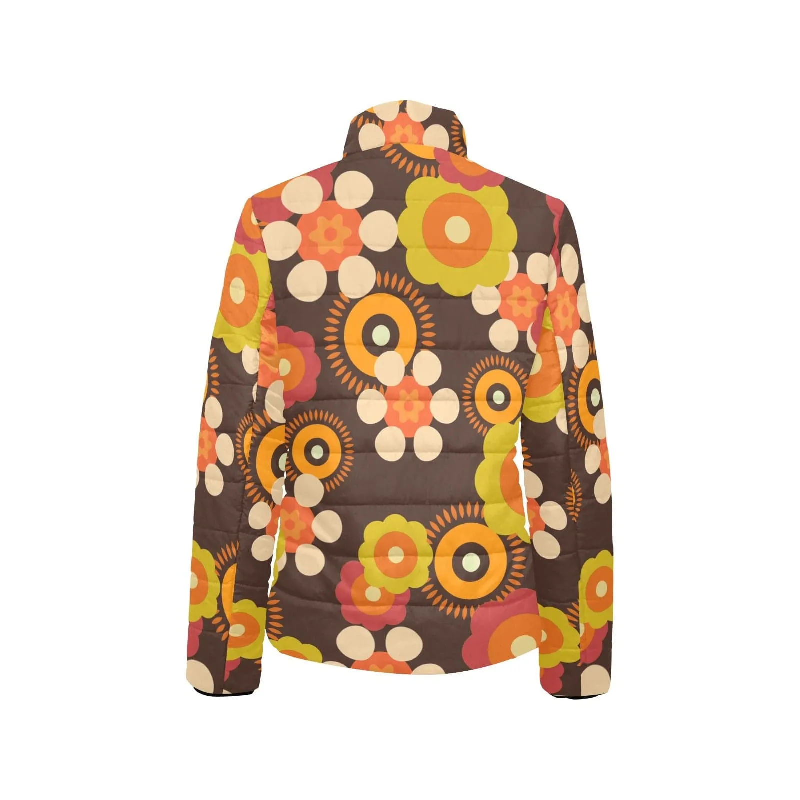 70's Retro Groovy Womens, Flower Power Hipster Bomber Jacket