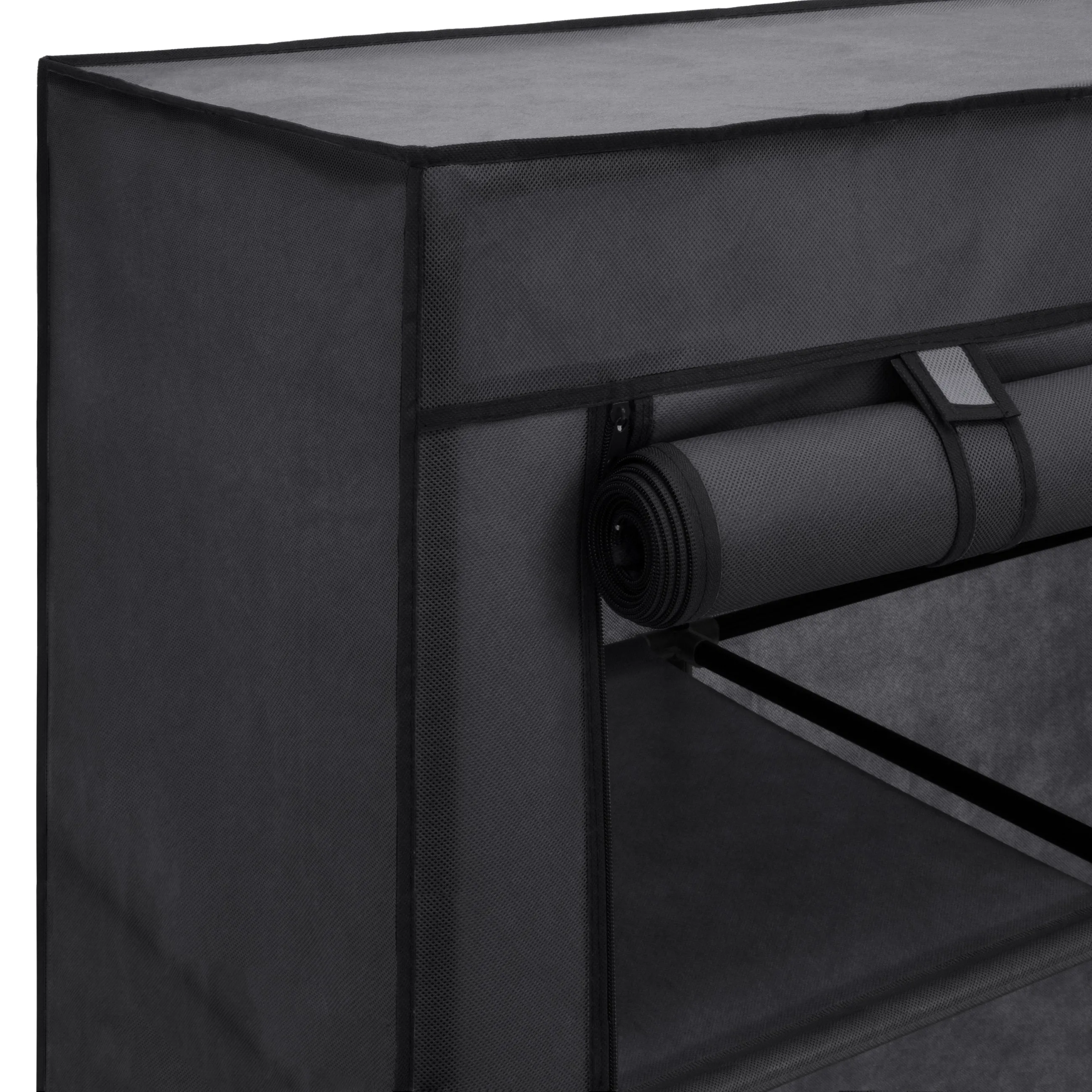 9-Shelf Portable Fabric Closet w/ Cover and Adjustable Rods - Black