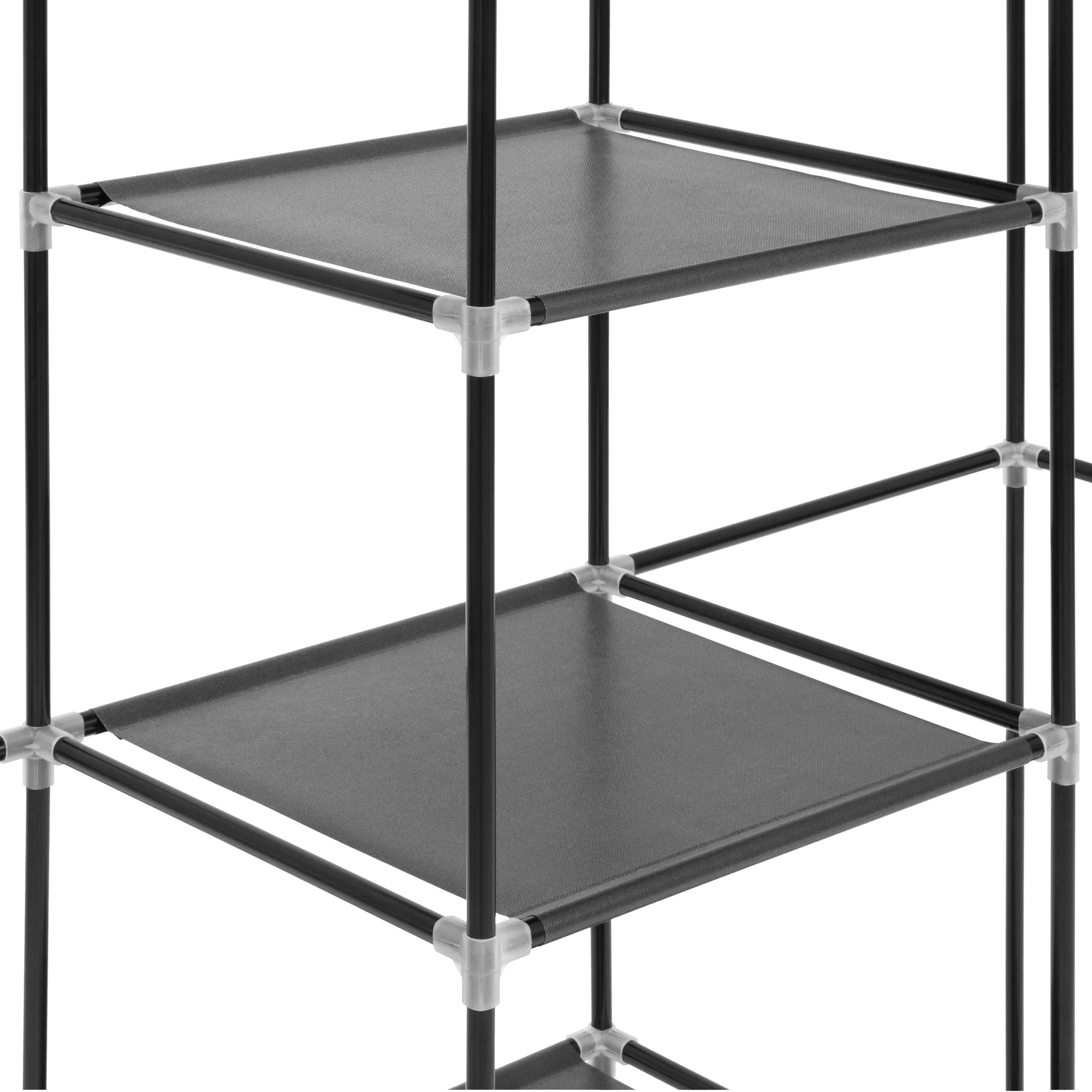 9-Shelf Portable Fabric Closet w/ Cover and Adjustable Rods - Black