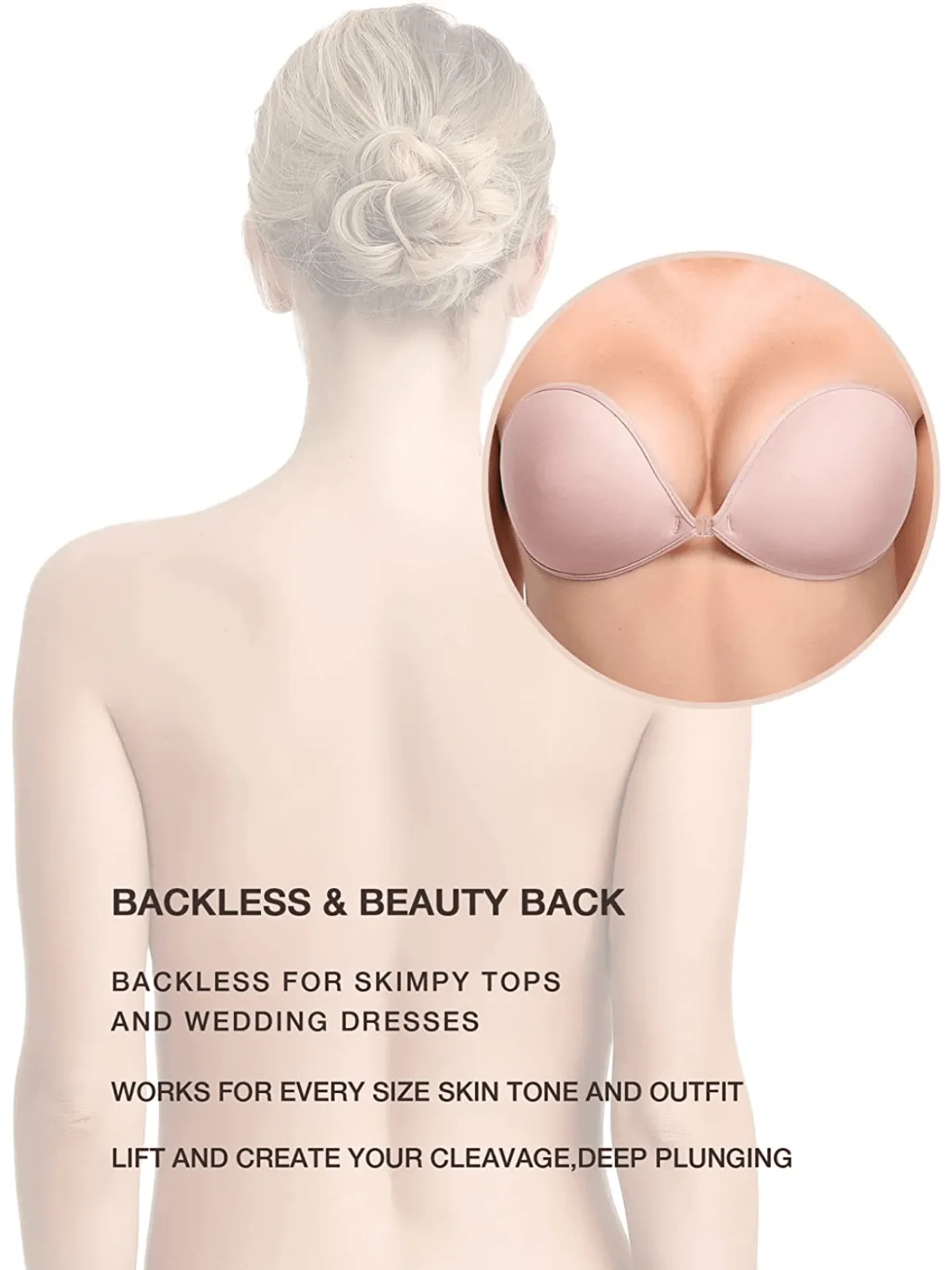 Adhesive Push-up Reusable Self Silicone Bra Pasty Bra Light Pink