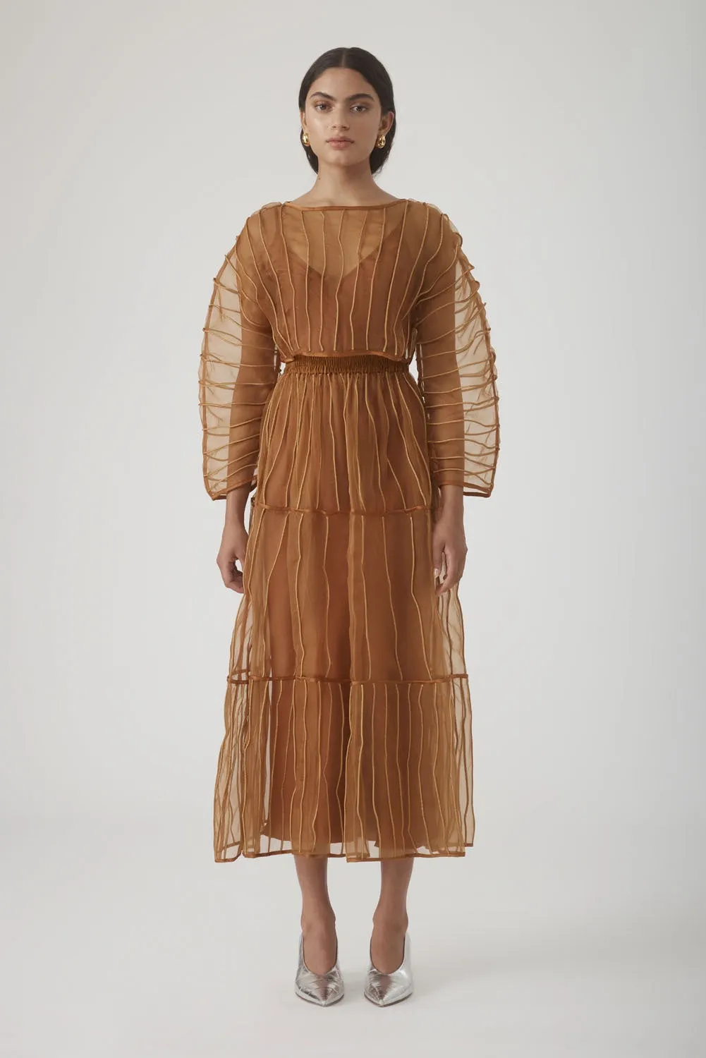 AFAF HAND-PIPED TOP - RUST