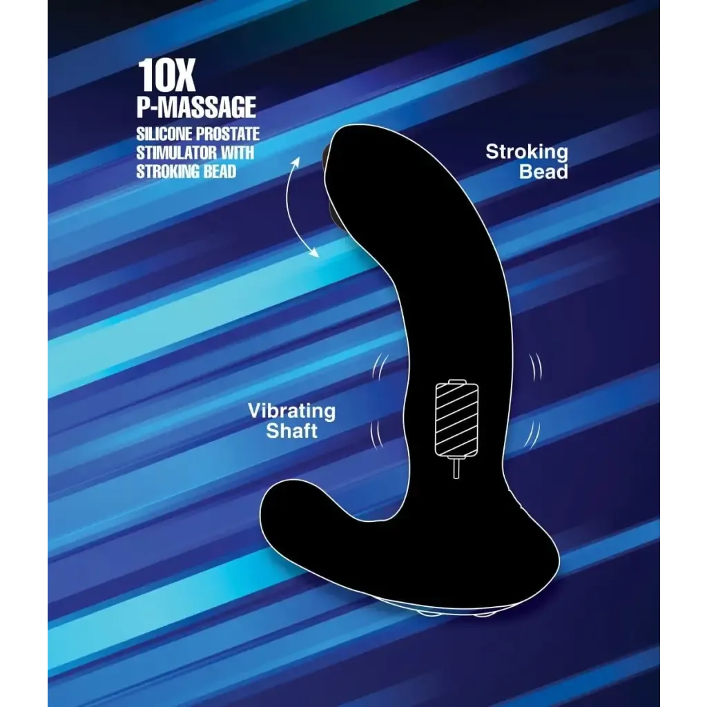 Alpha-Pro 10X P-MASSAGE Silicone Prostate Stimulator with Stroking Bead