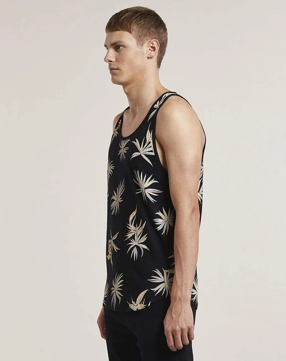 Berit Printed Mens Vest | Black