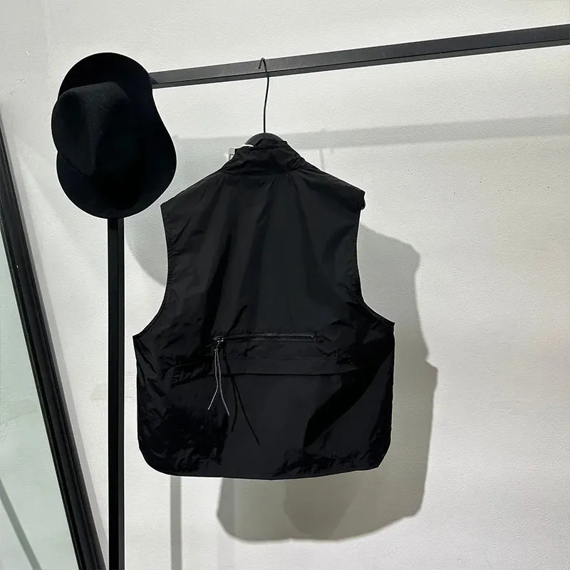 Black Outdoor Large Pockets V-neck Vest