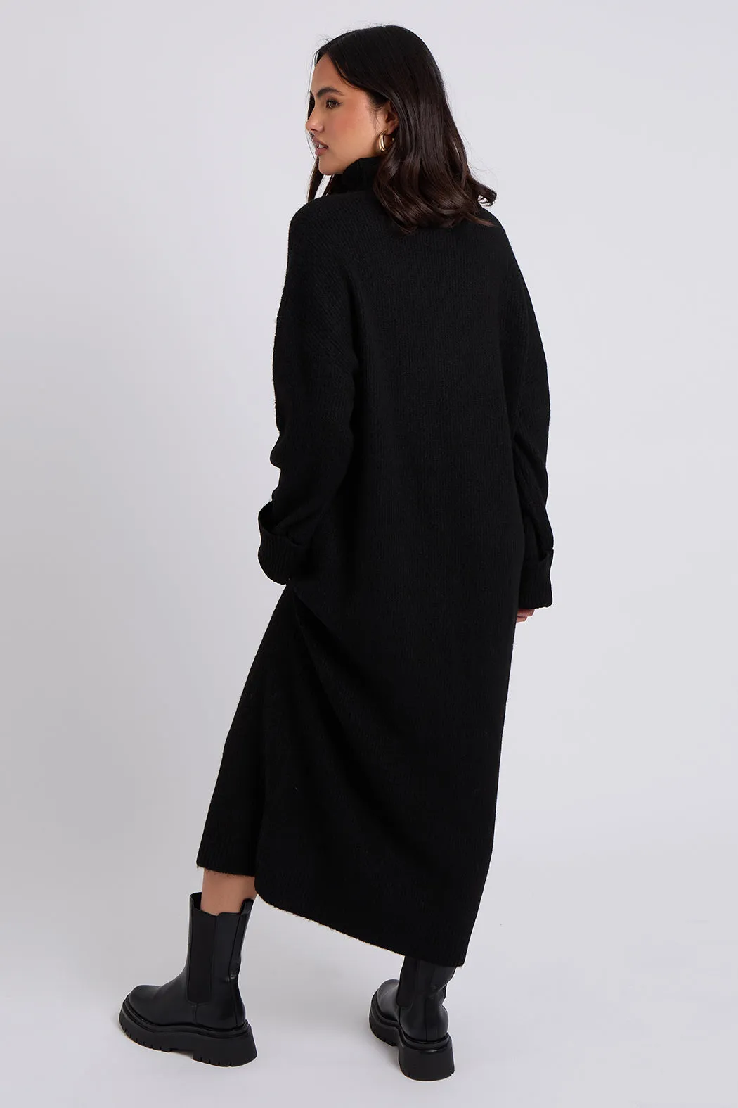 Black Roll Neck Midaxi Dress