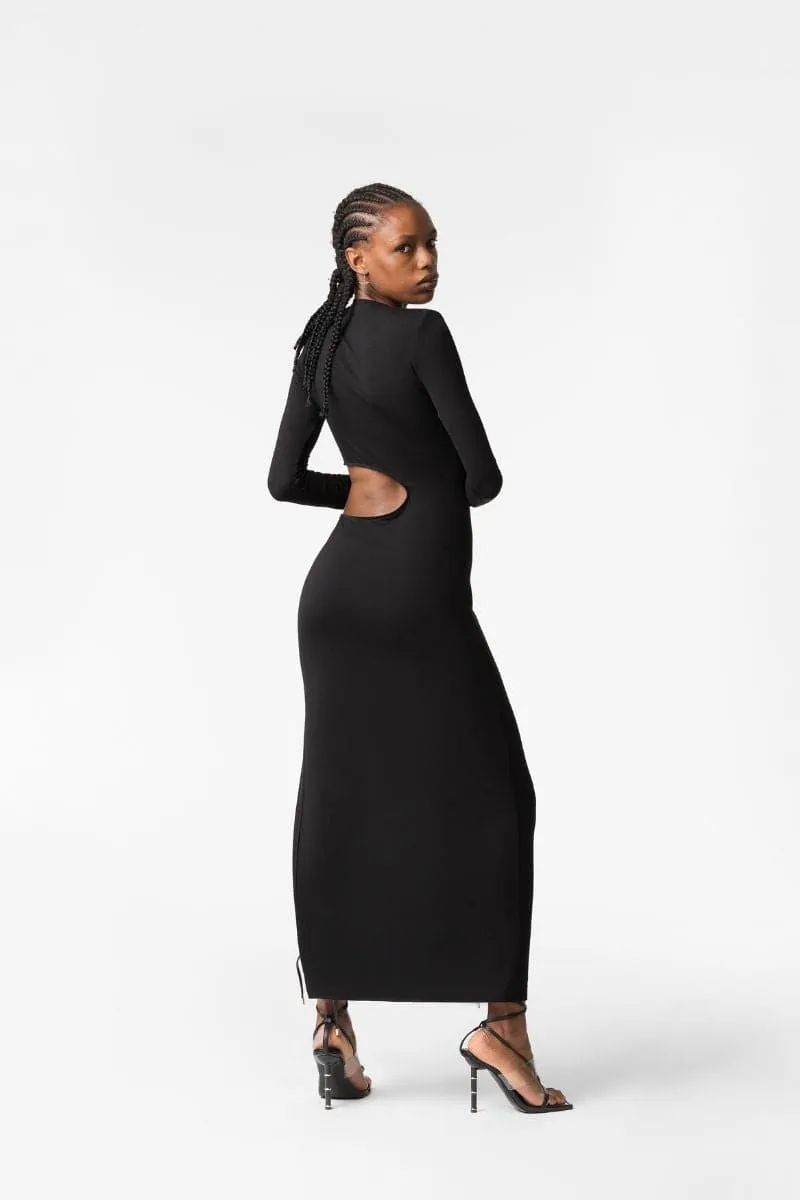 BLACK YALA 2.0 CUT-OUT LONG DRESS