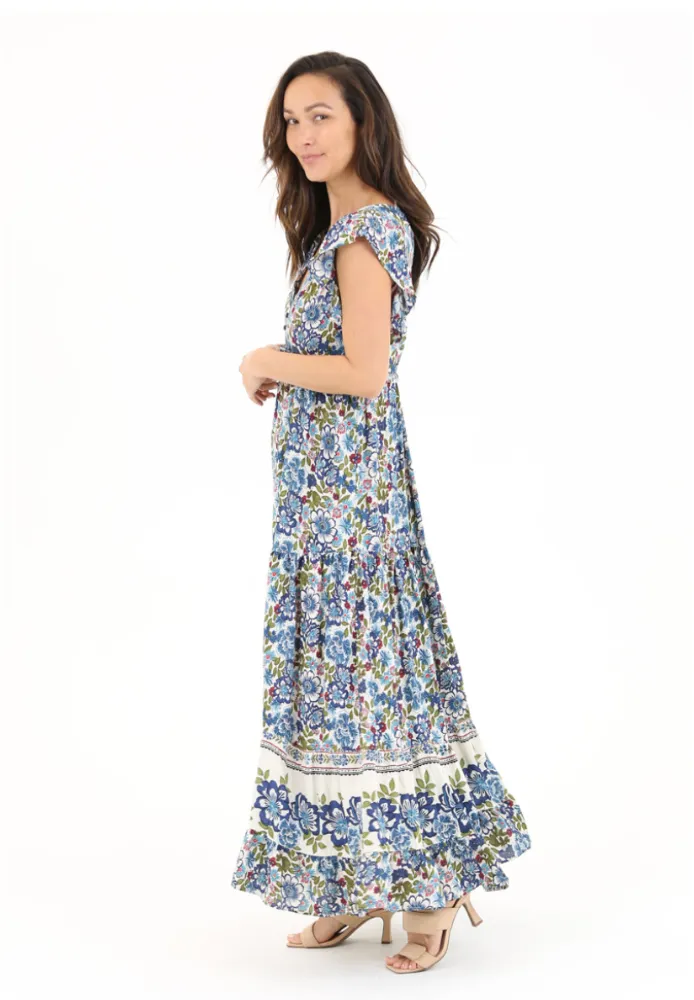 Blue and Green Floral Maxi