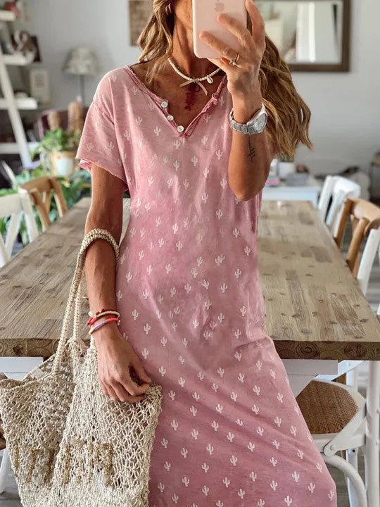 Casual Printed Short Sleeve Dress