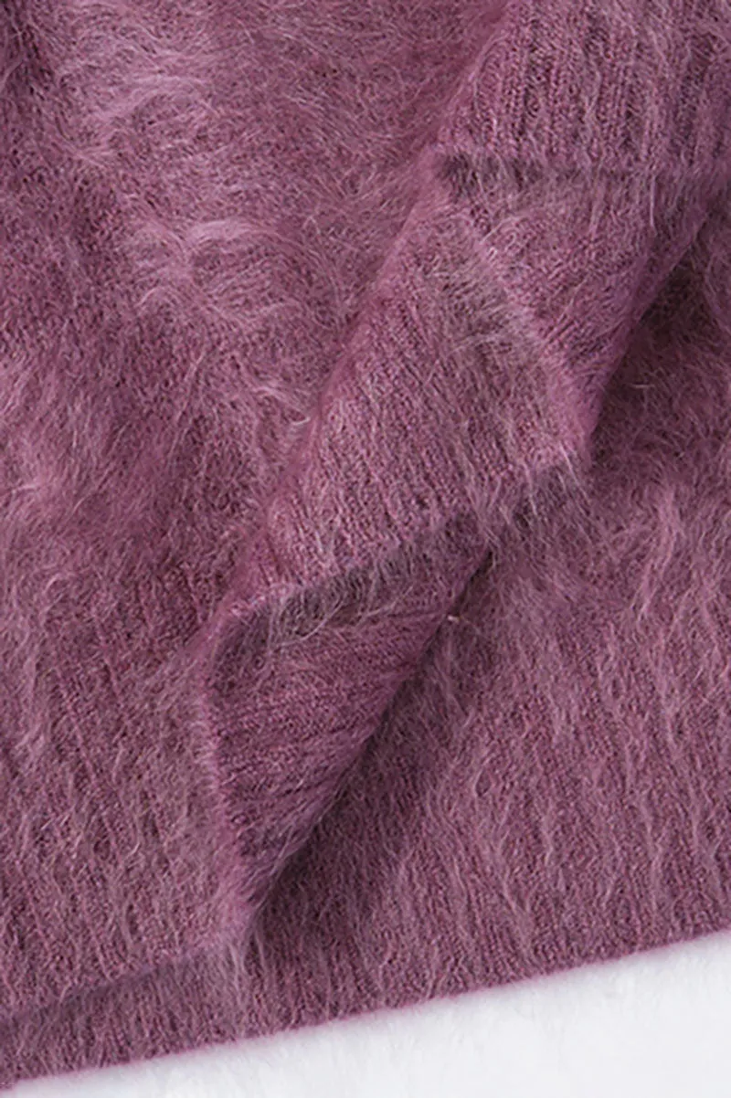 Chunky Brushed Cashmere Boxy Crewneck Pullover Sweater