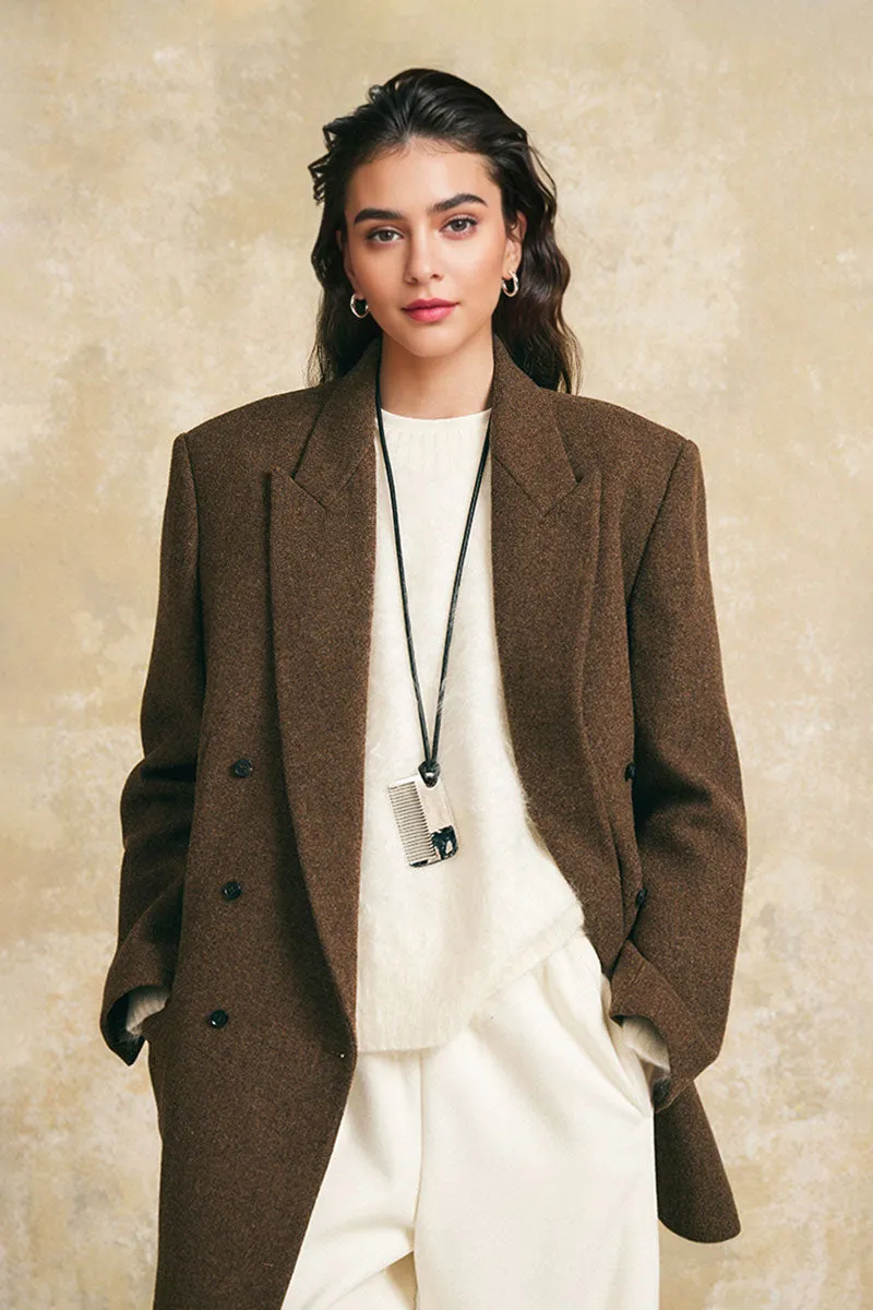 Chunky Brushed Cashmere Boxy Crewneck Pullover Sweater