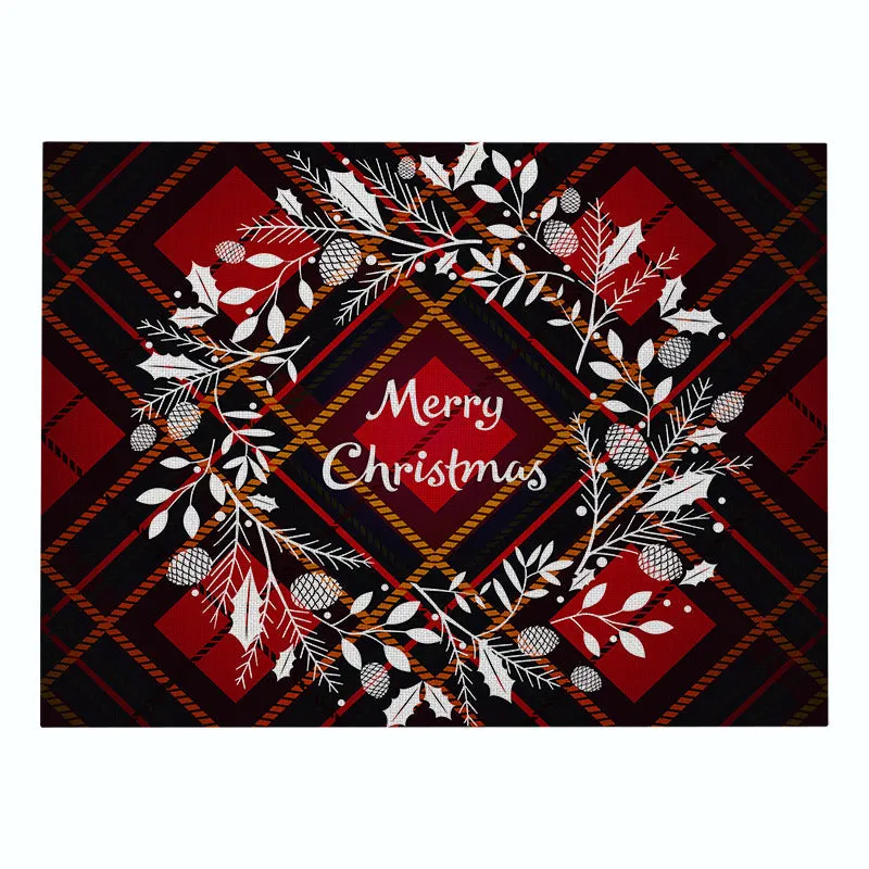 Cotton Plaid Christmas Placemats For Dining Table
