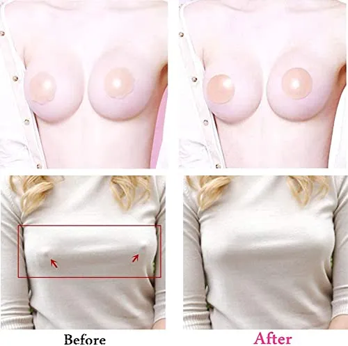 DClub Nipple Covers Reusable Comfortable & Natural Invisible Adhesive Silicone Pasties for Women, Round (Skin) (2)