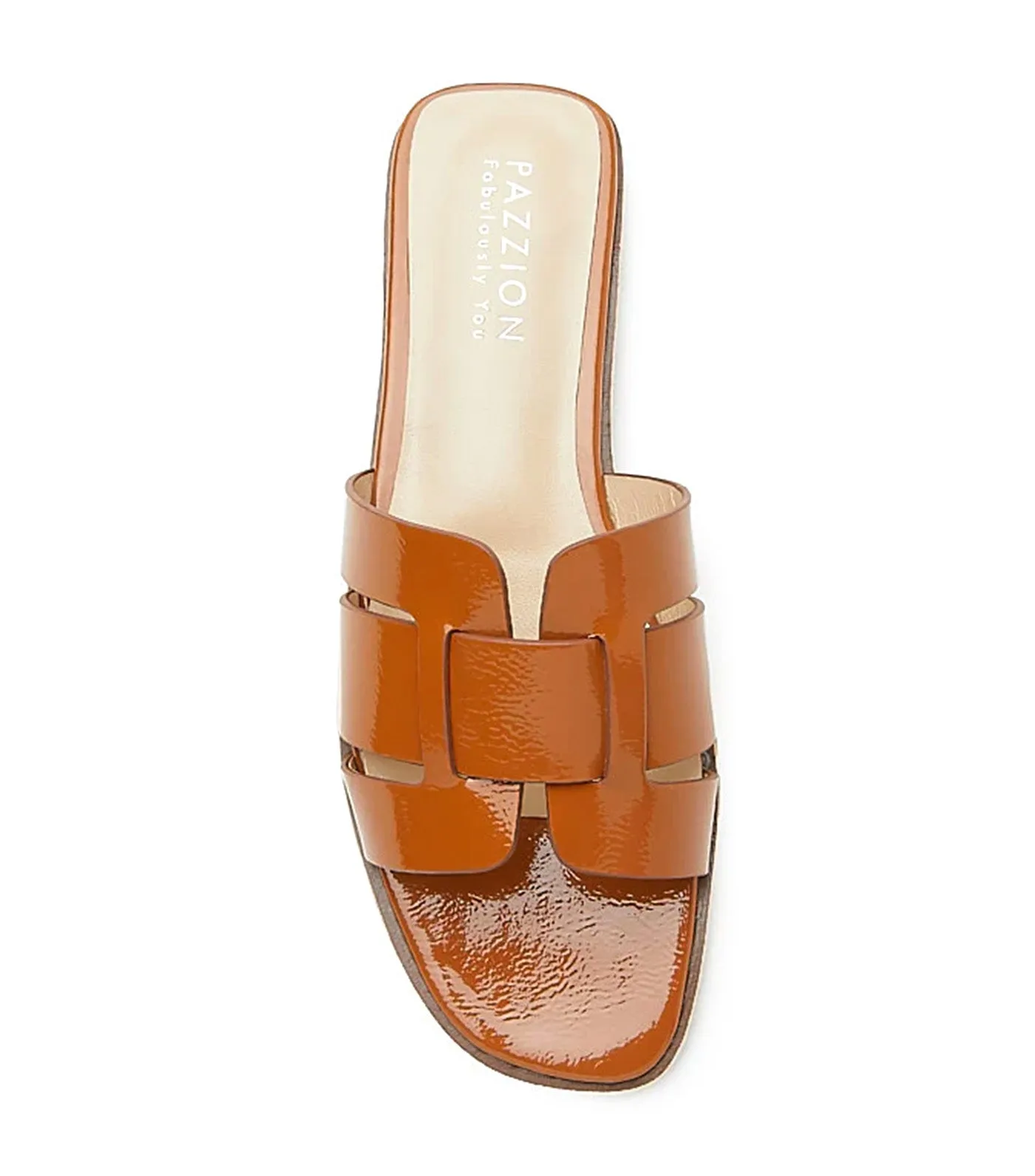 Elmira Interlocked Cage Leather Slides Orange