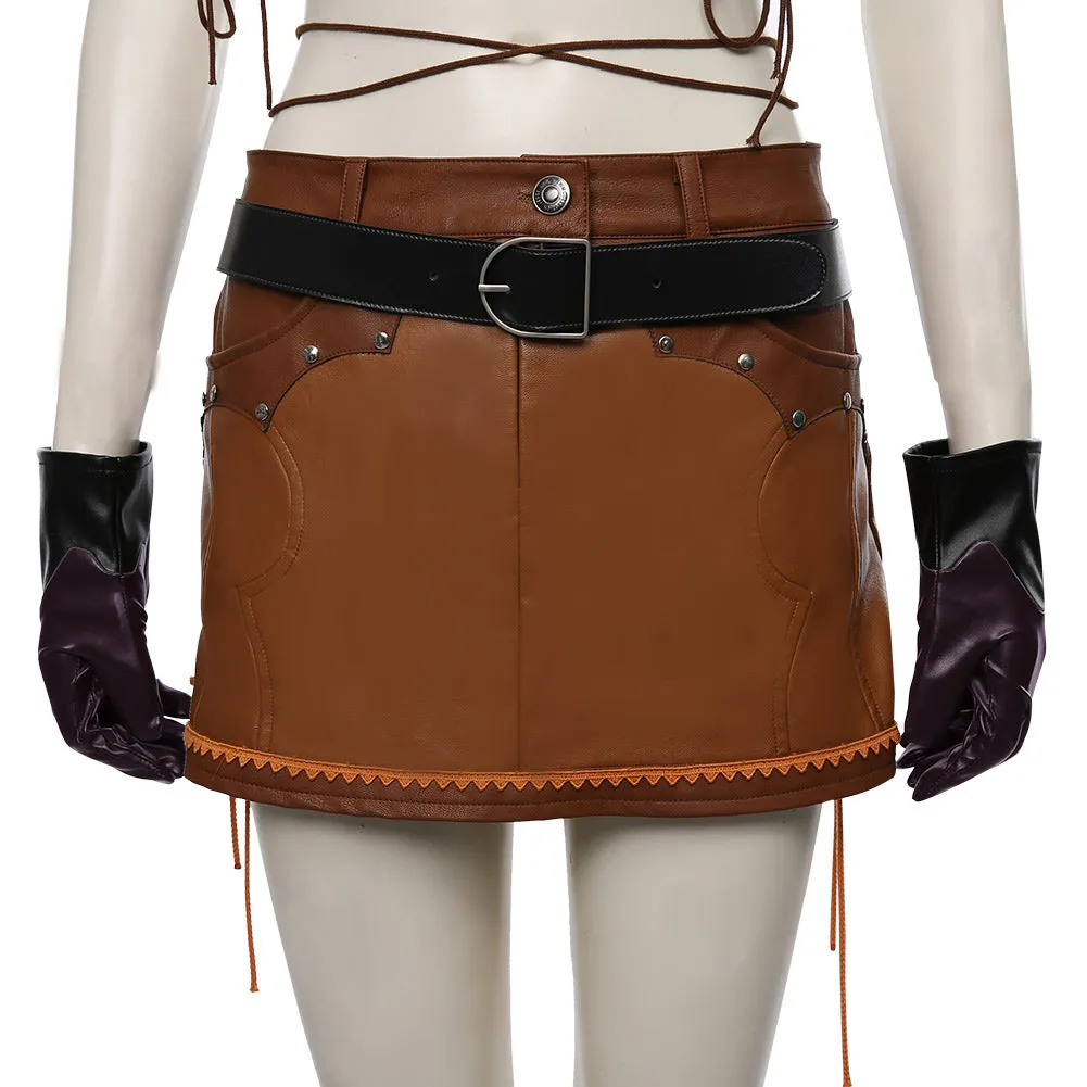 Final Fantasy VII Remake The Cowboy Suit Tifa Lockhart Cosplay Costume Halloween Carnival Costume
