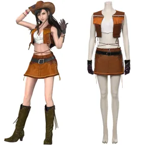 Final Fantasy VII Remake The Cowboy Suit Tifa Lockhart Cosplay Costume Halloween Carnival Costume