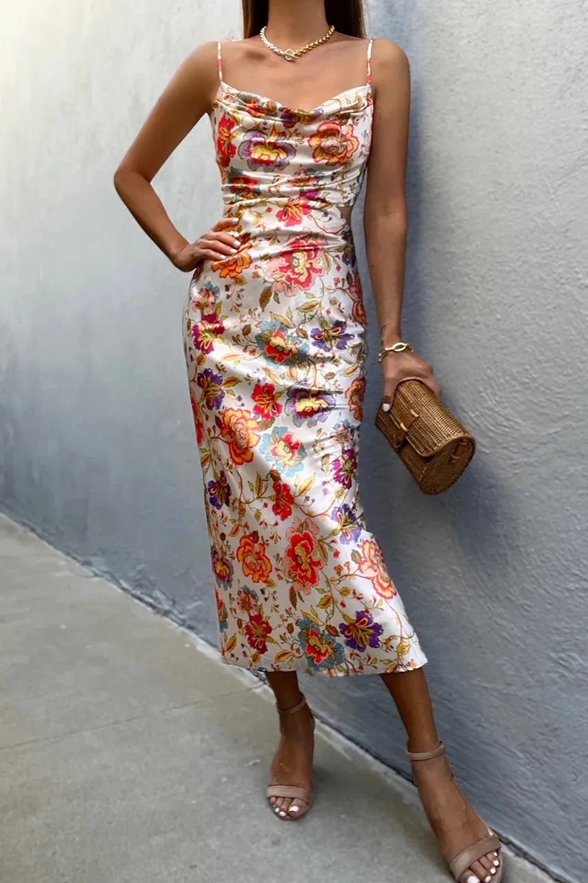 Fleur sand floral midi dress