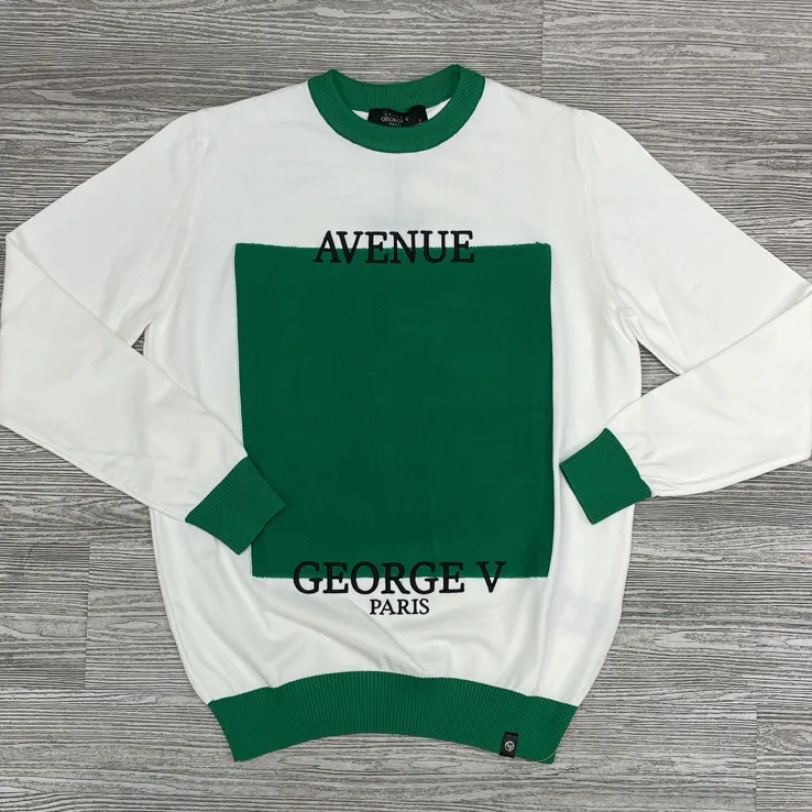 George V- colorblock sweater (white/green)