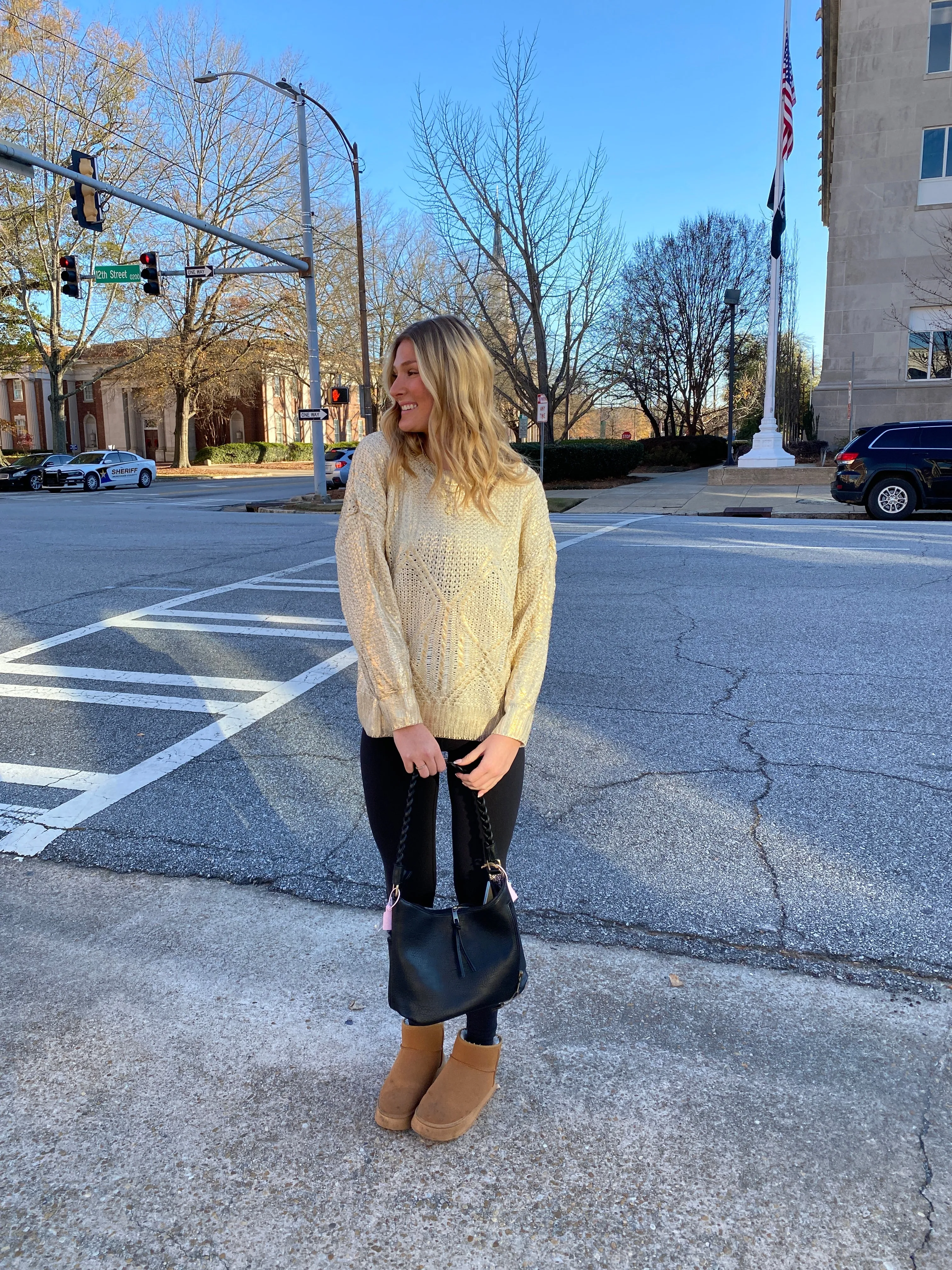 GOLD FOIL METALLIC SWEATER