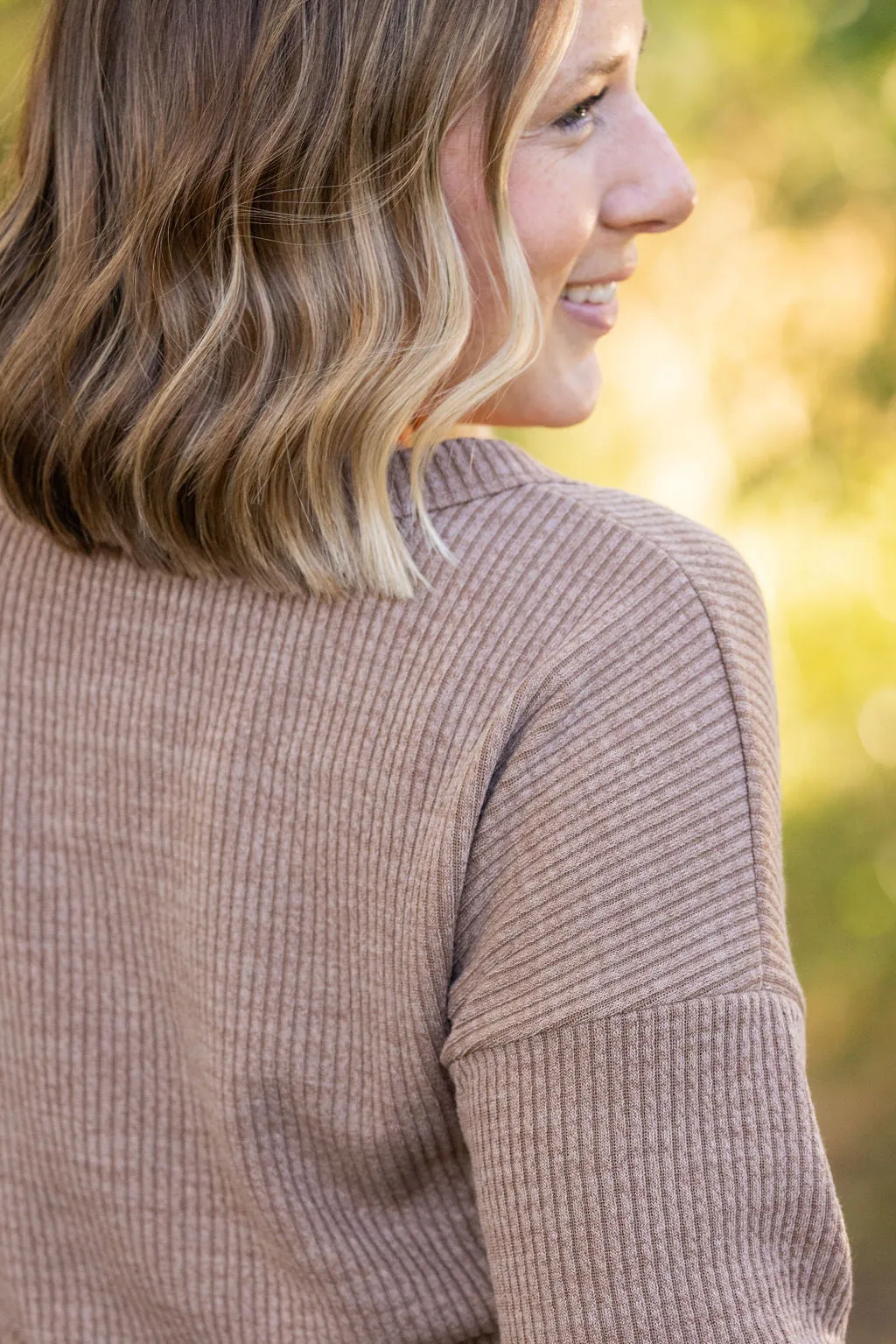 IN STOCK Brittney Button Sweater - Mocha FINAL SALE