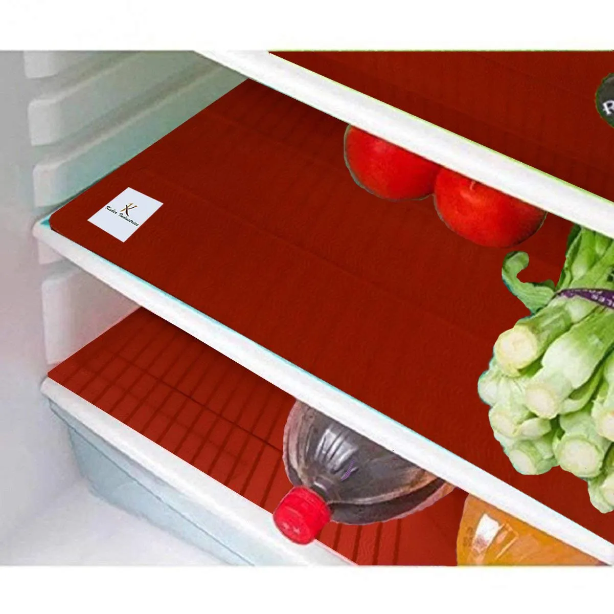 Kuber Industries PVC Refrigerator Drawer Place Mats|Waterproof Non-Slip Mats|Washable Mats Covers Pads| Pack of 6 (Red)