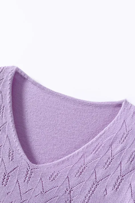 Lightweight V Neck Cable Knit Wool Sweater