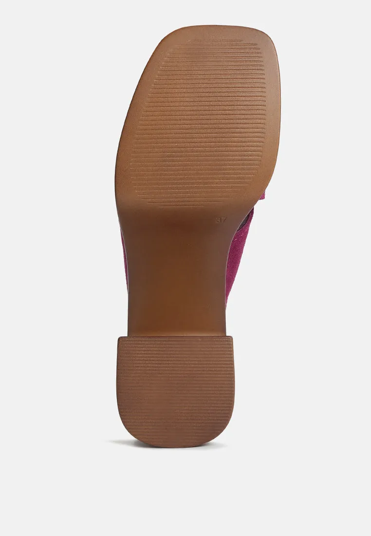 MATRIX Criss Cross Strap Block Heel Sandals in Fuchsia