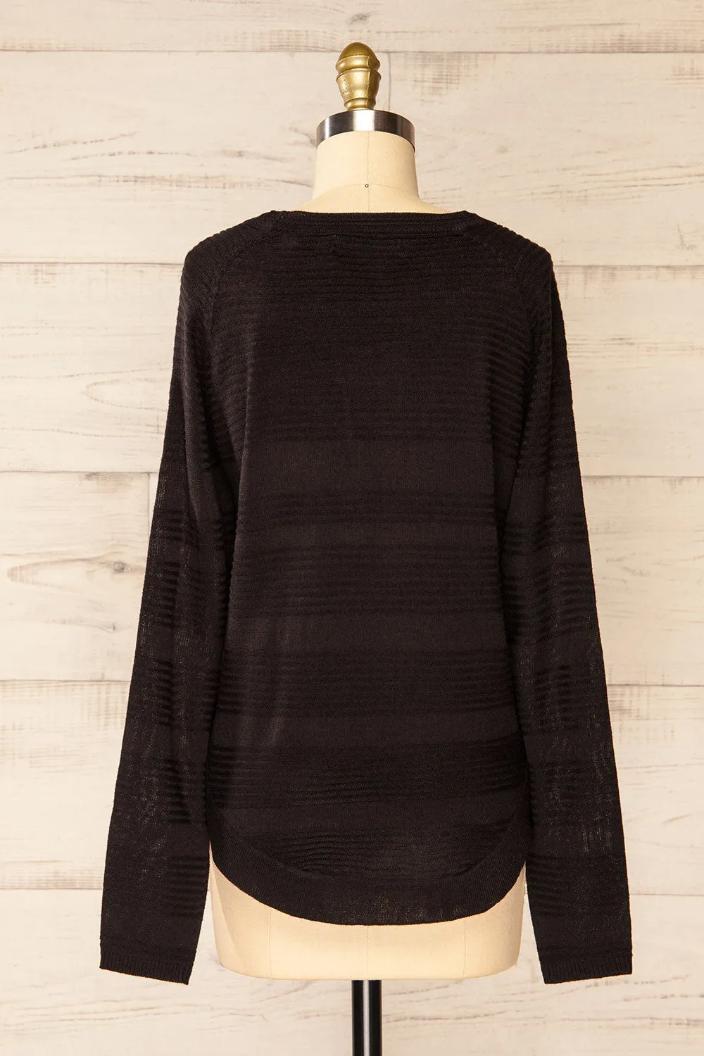 Mirando Black | Thin Knit Striped Sweater