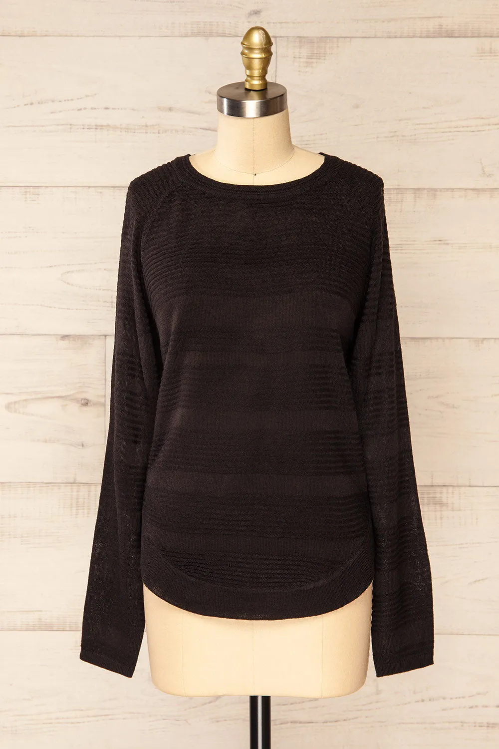 Mirando Black | Thin Knit Striped Sweater