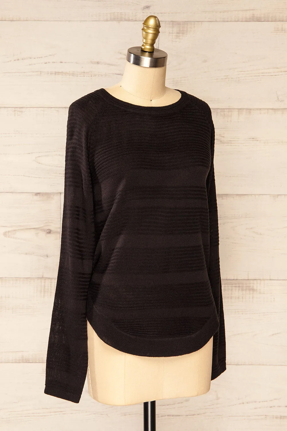 Mirando Black | Thin Knit Striped Sweater