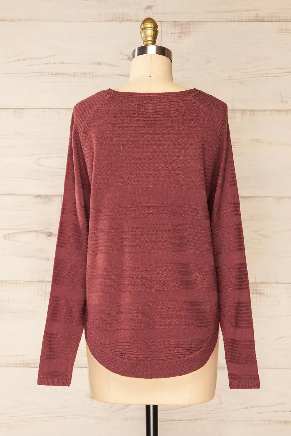 Mirando Mauve | Thin Knit Striped Sweater