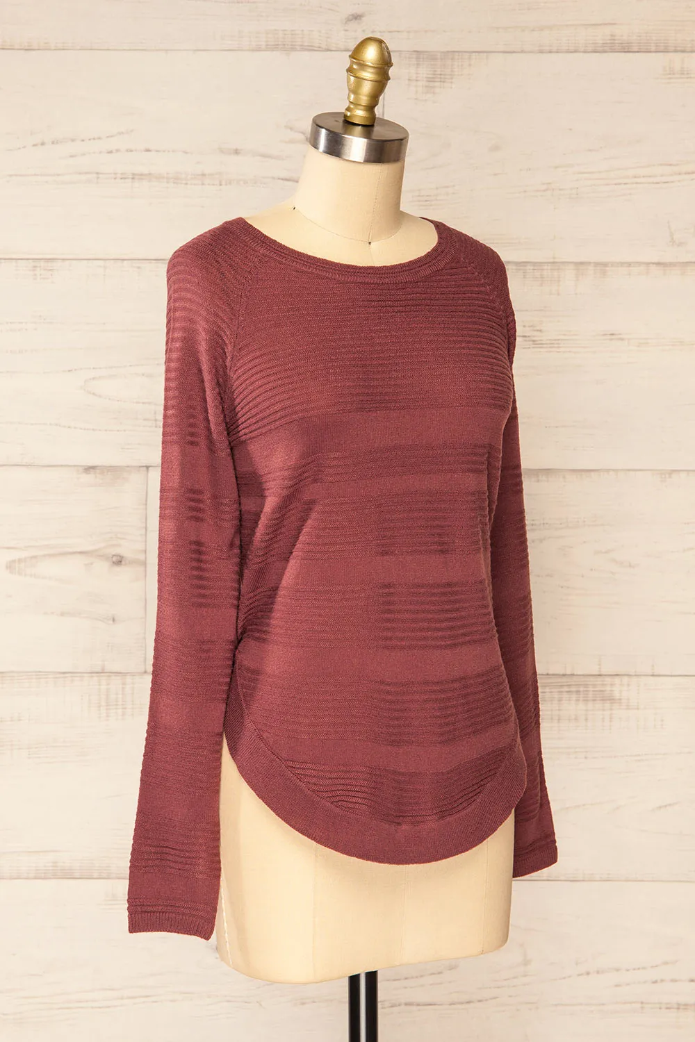 Mirando Mauve | Thin Knit Striped Sweater