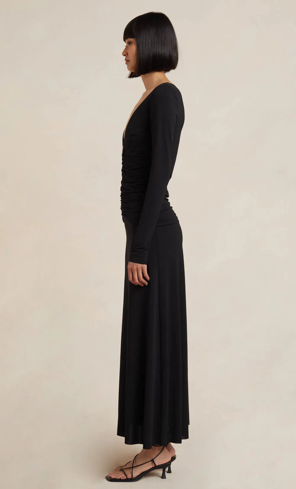 MYLA LONG SLEEVE MAXI DRESS - BLACK