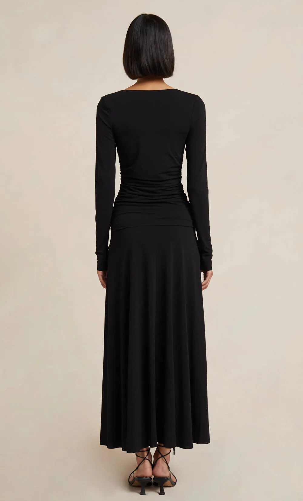 MYLA LONG SLEEVE MAXI DRESS - BLACK