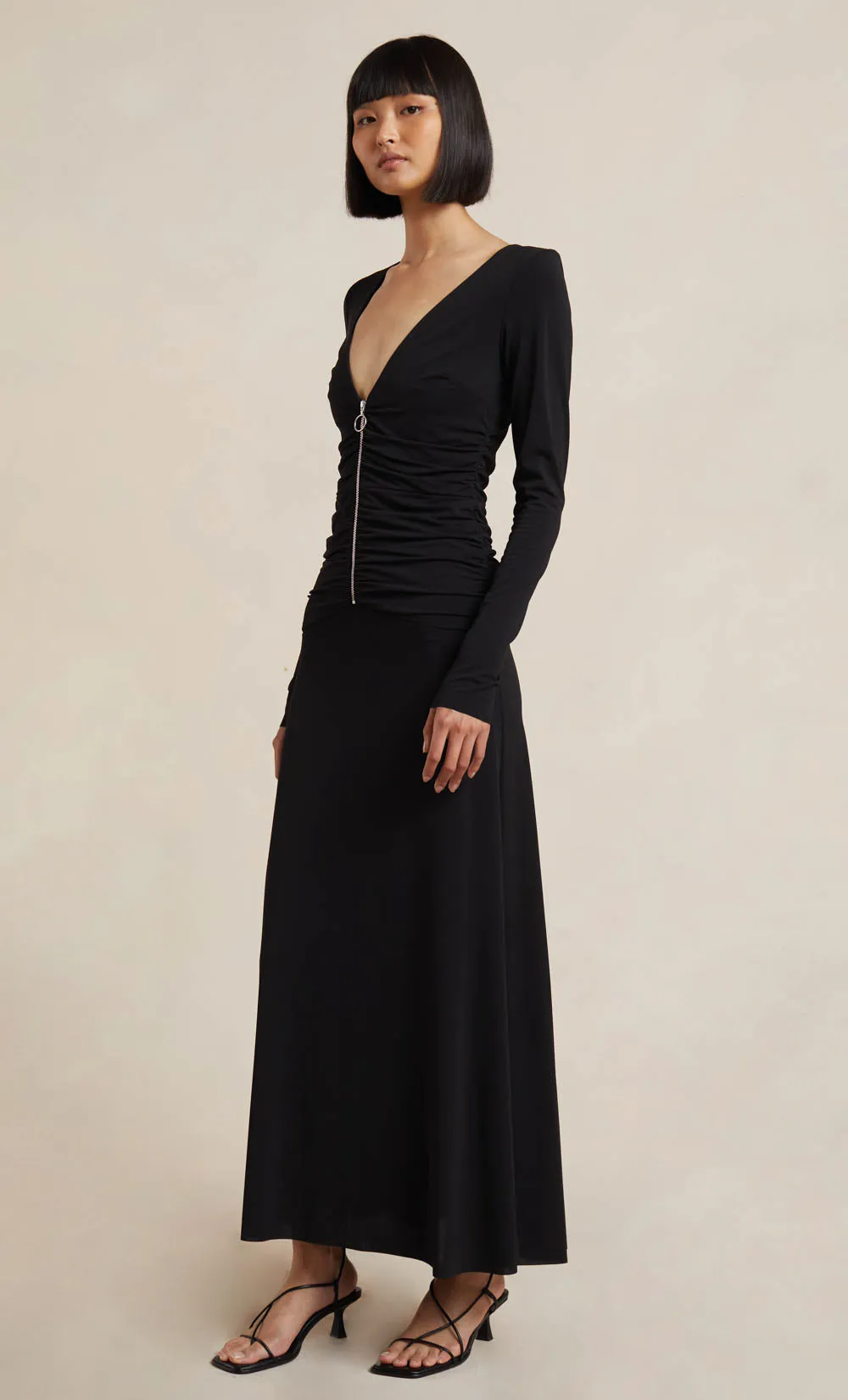 MYLA LONG SLEEVE MAXI DRESS - BLACK