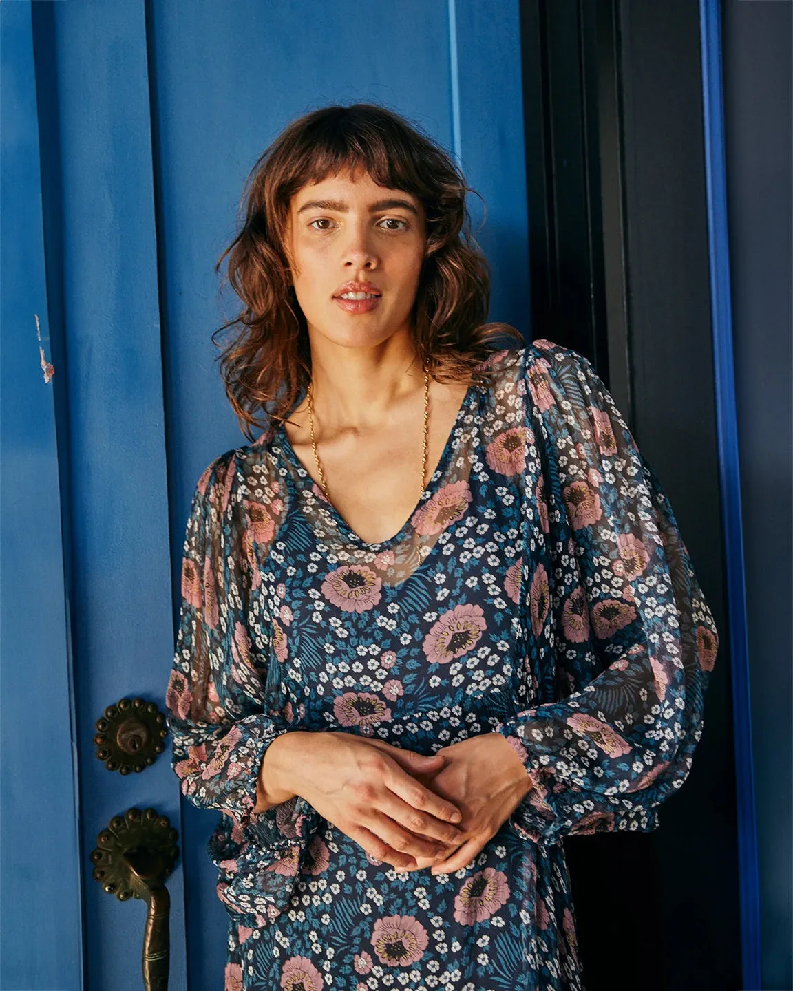 Natalie Martin Alice Dress in Vintage Flowers Indigo