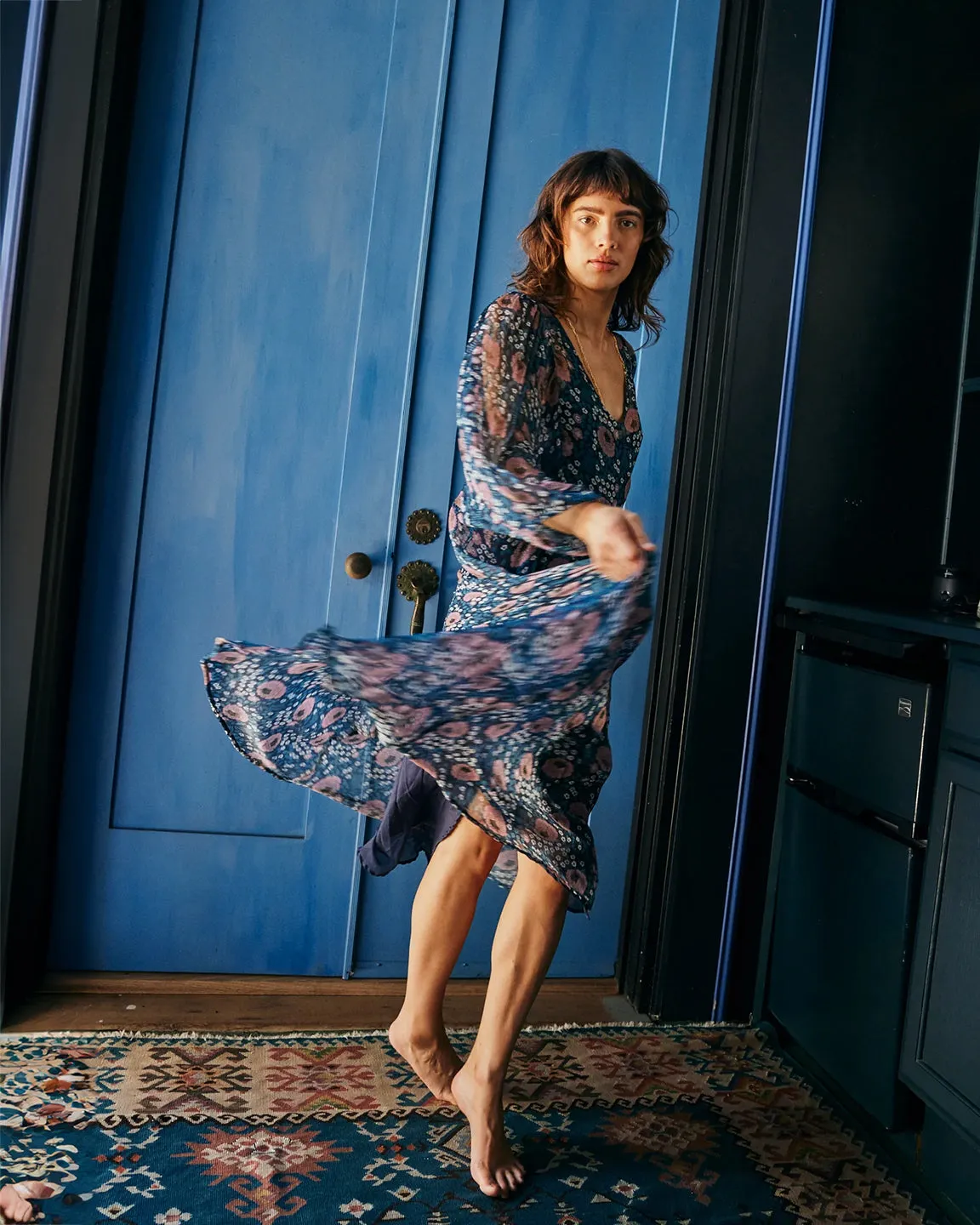 Natalie Martin Alice Dress in Vintage Flowers Indigo