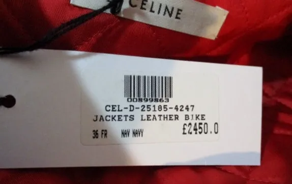 New CELINE ITALY LEATHER Moto Riding jacket coat 36 NAVY BLUE NWT Rocker Womens Flight Bomber