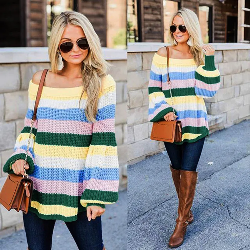 Off Shoulder Mid-Length Sweater