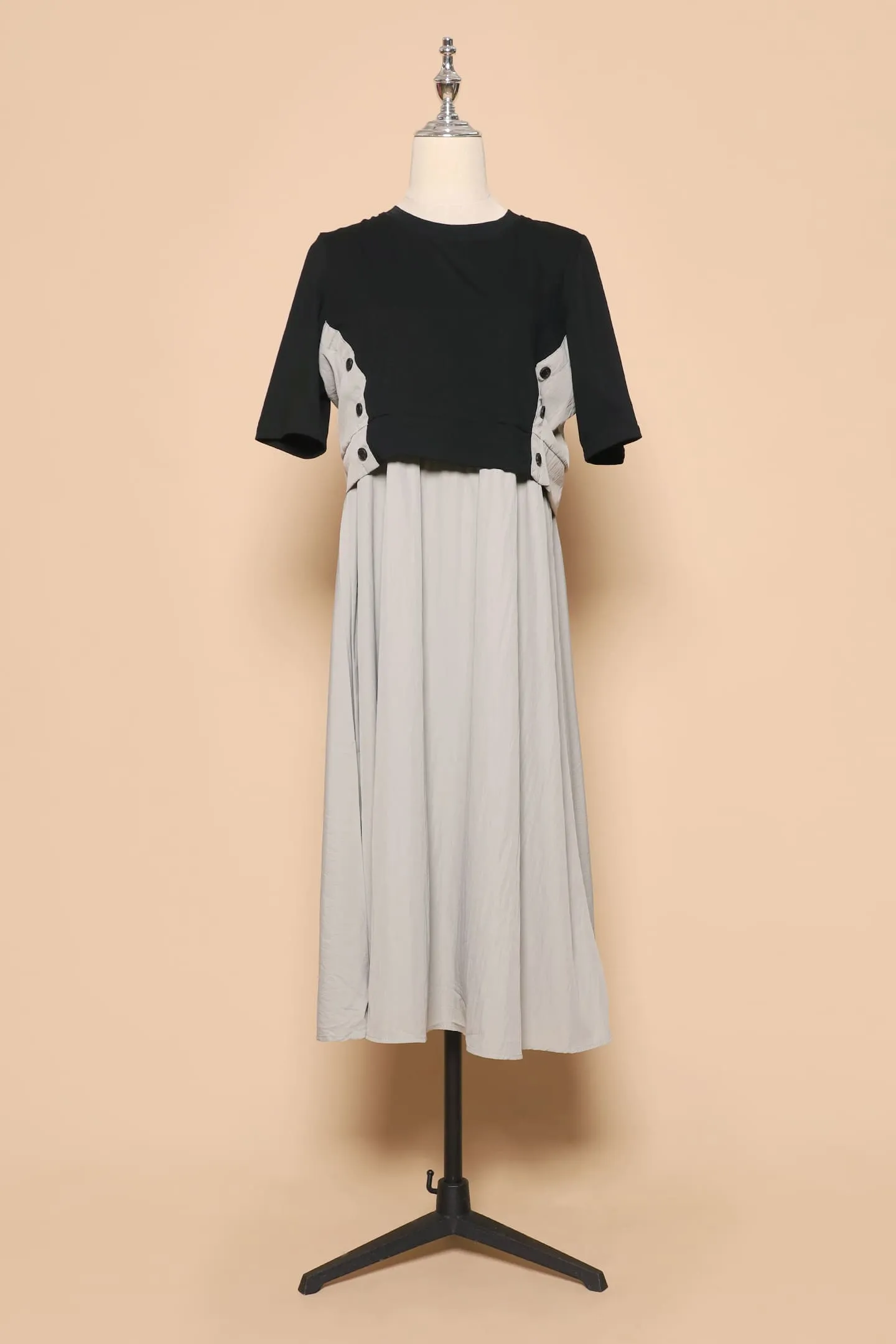PO - Phan Button Dress in Grey Black