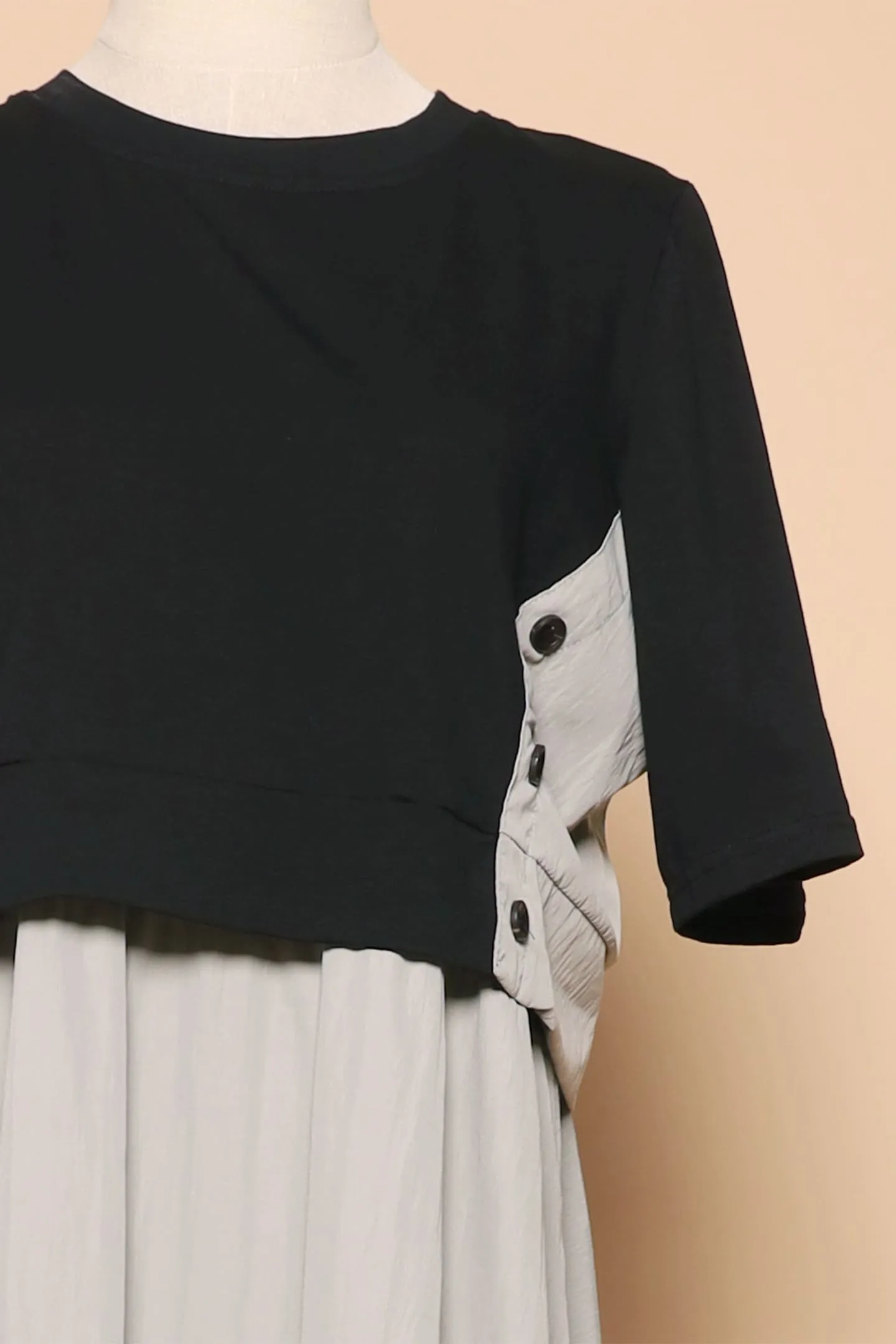 PO - Phan Button Dress in Grey Black