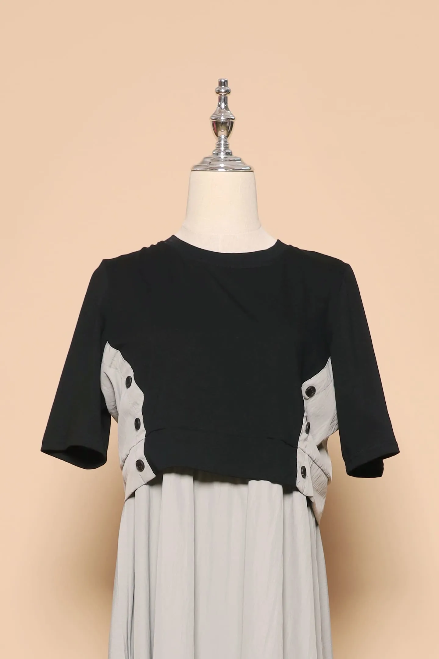 PO - Phan Button Dress in Grey Black