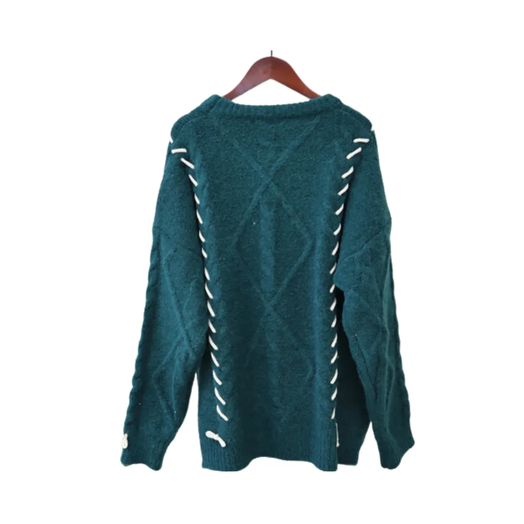 Pre Order:  Bow Knot Round Neck Long Sleeve Knitted Sweater