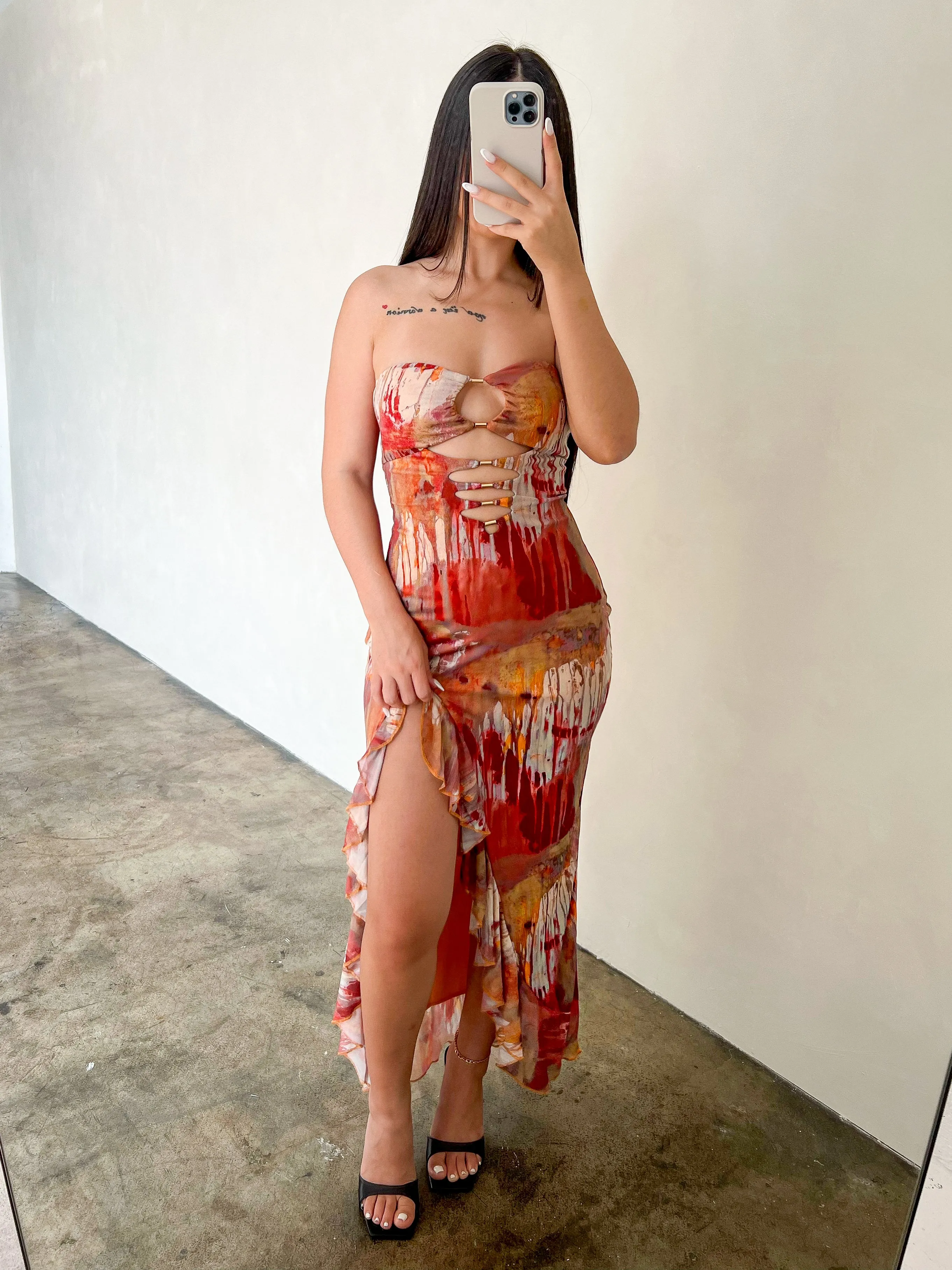 Rhea Slit Dress (Orange)